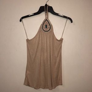 NWT Beaded tie neck top